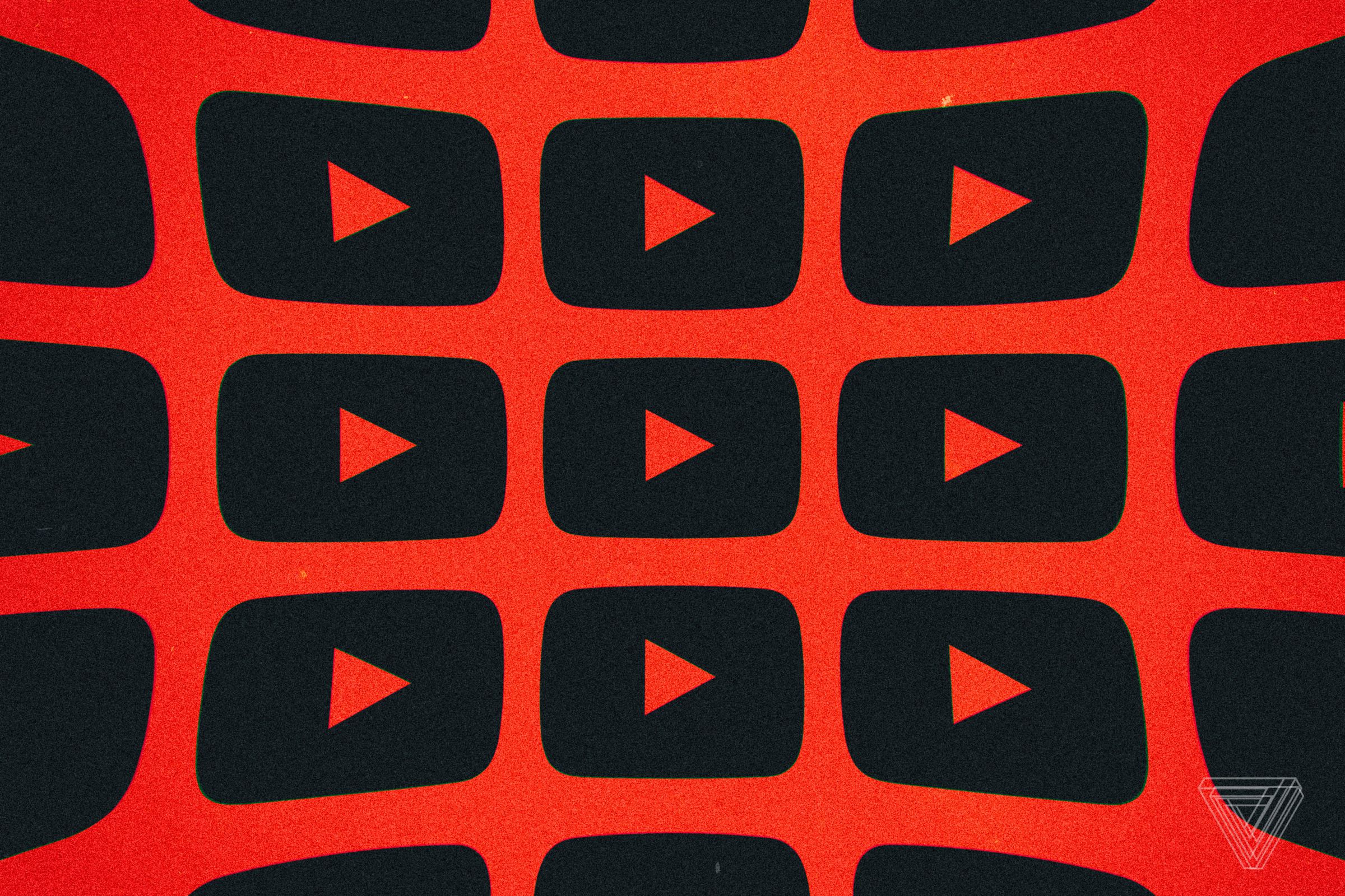 A collage of YouTube logos on a red background.