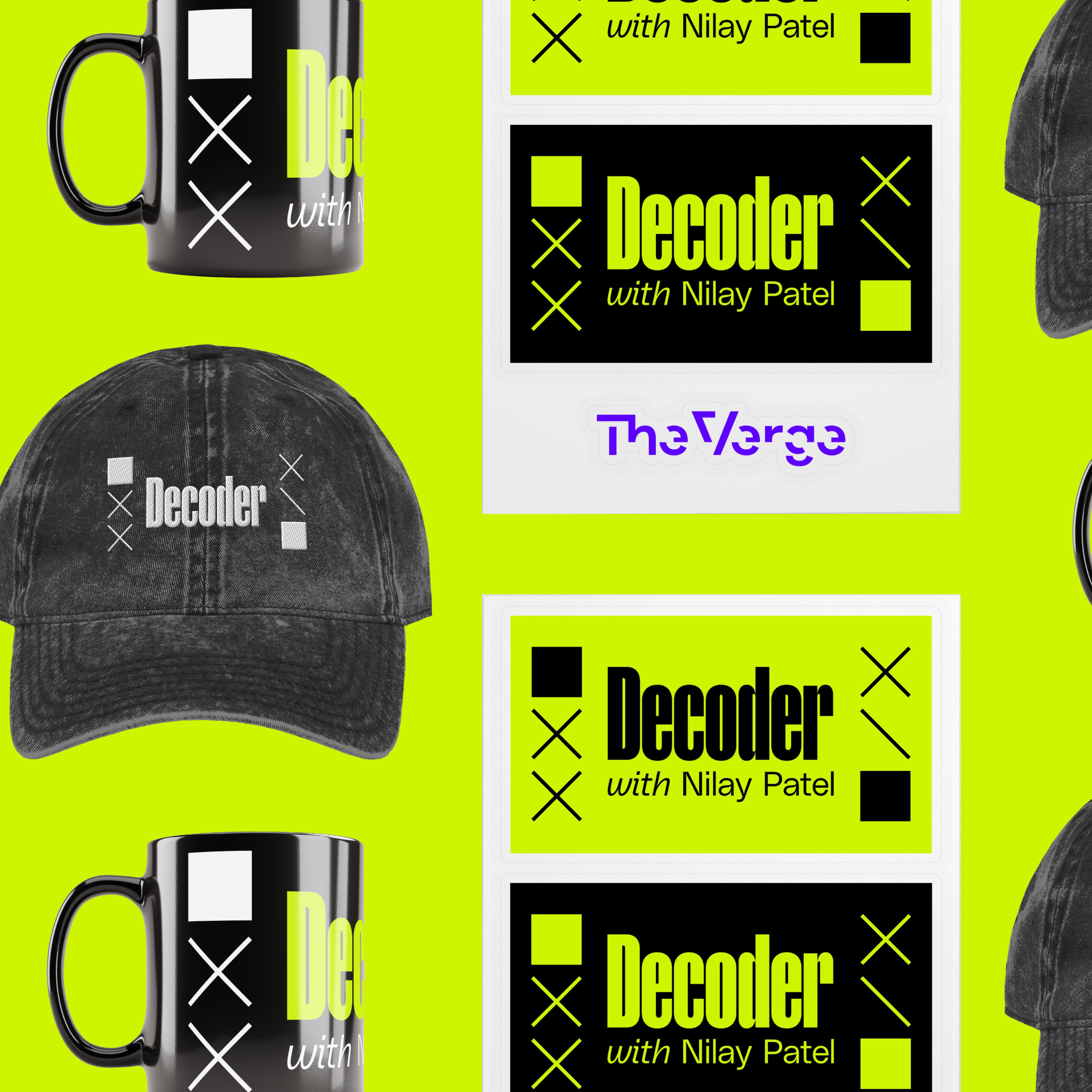 Decoder Hats, Mugs, and Stickers