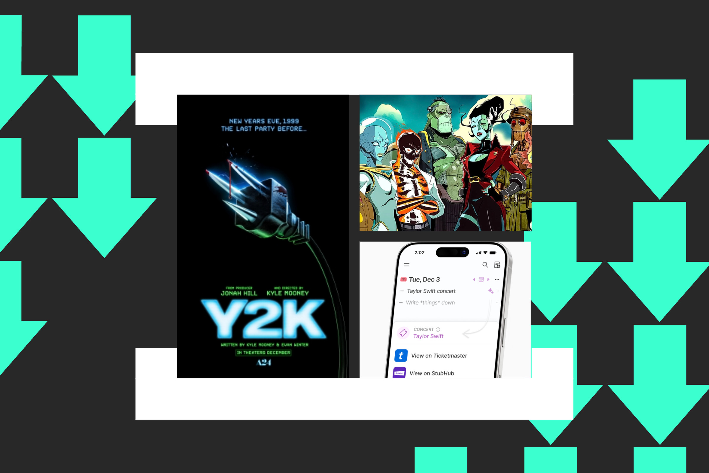 Images of Y2K, Twos, and Creature Commandos, on an Installer illustration background.