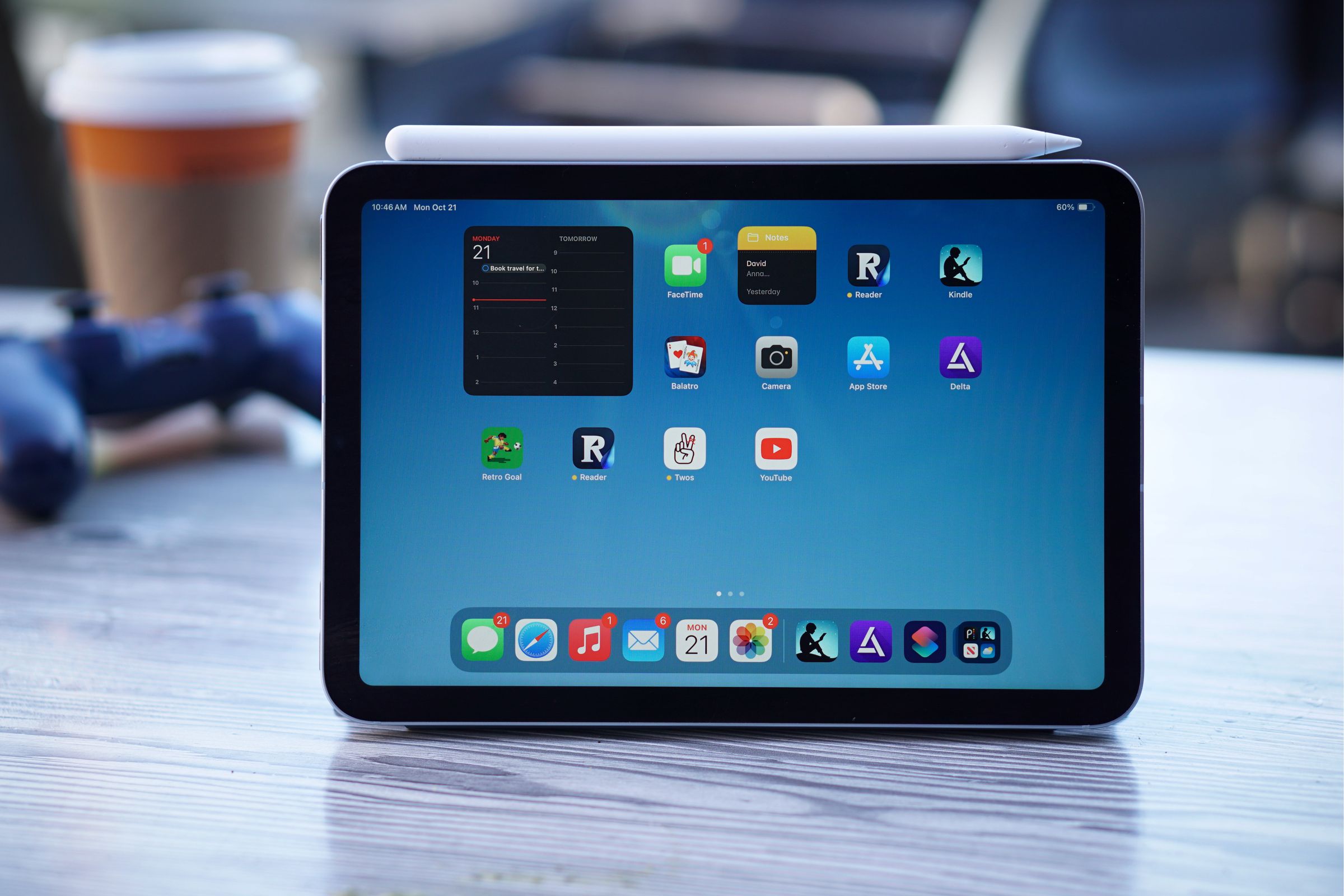 A photo of the iPad Mini on a coffee table.