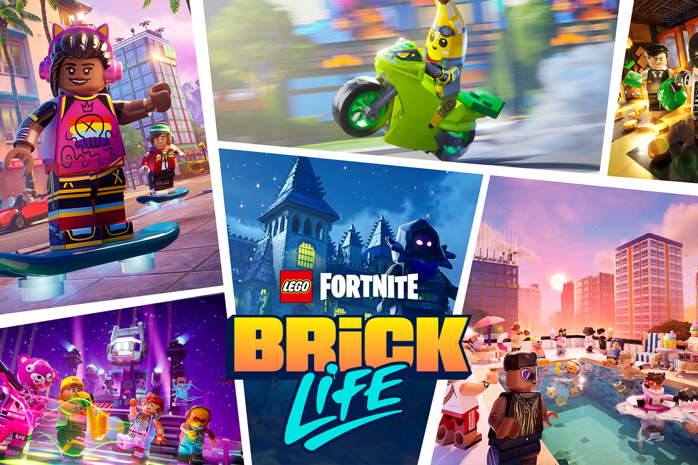 Promotional art for Lego Brick Life, a social game inside of Fortnite.