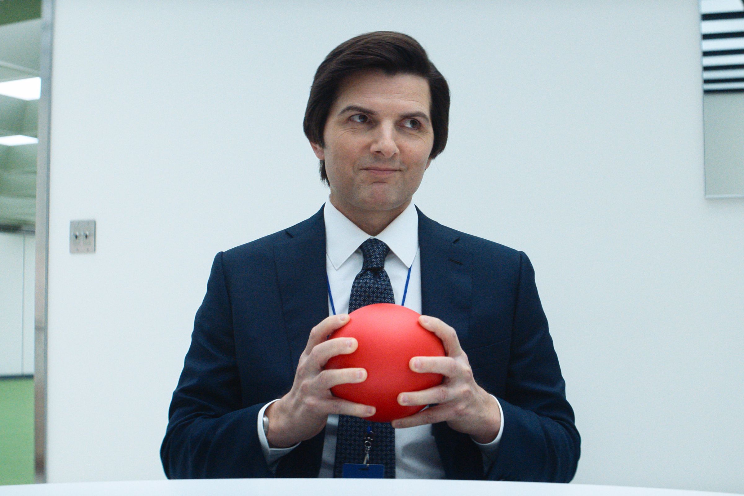 A still photo of Adam Scott in the Apple TV Plus series Severance.