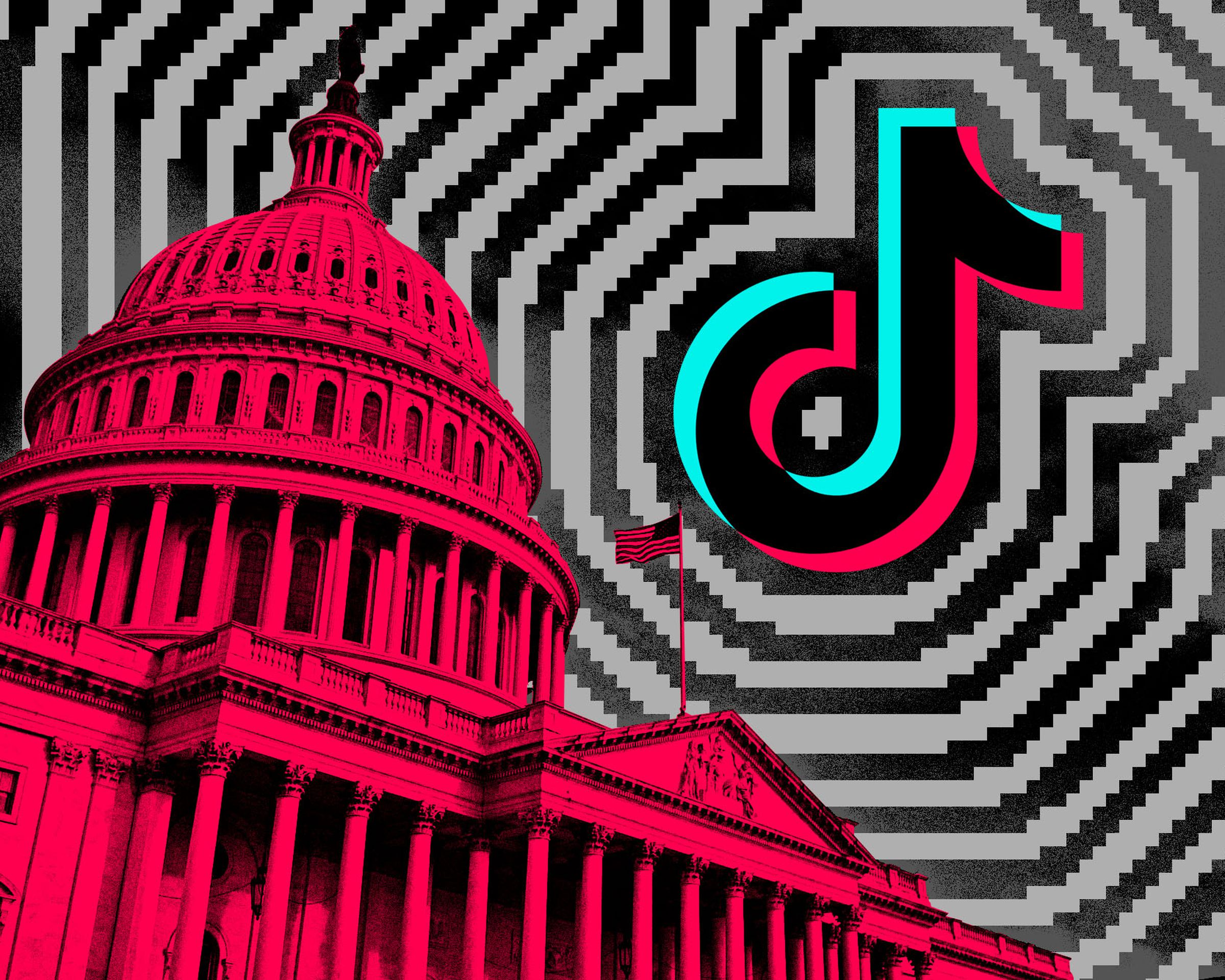 Photo illustration of the Capitol building next to the TikTok logo.