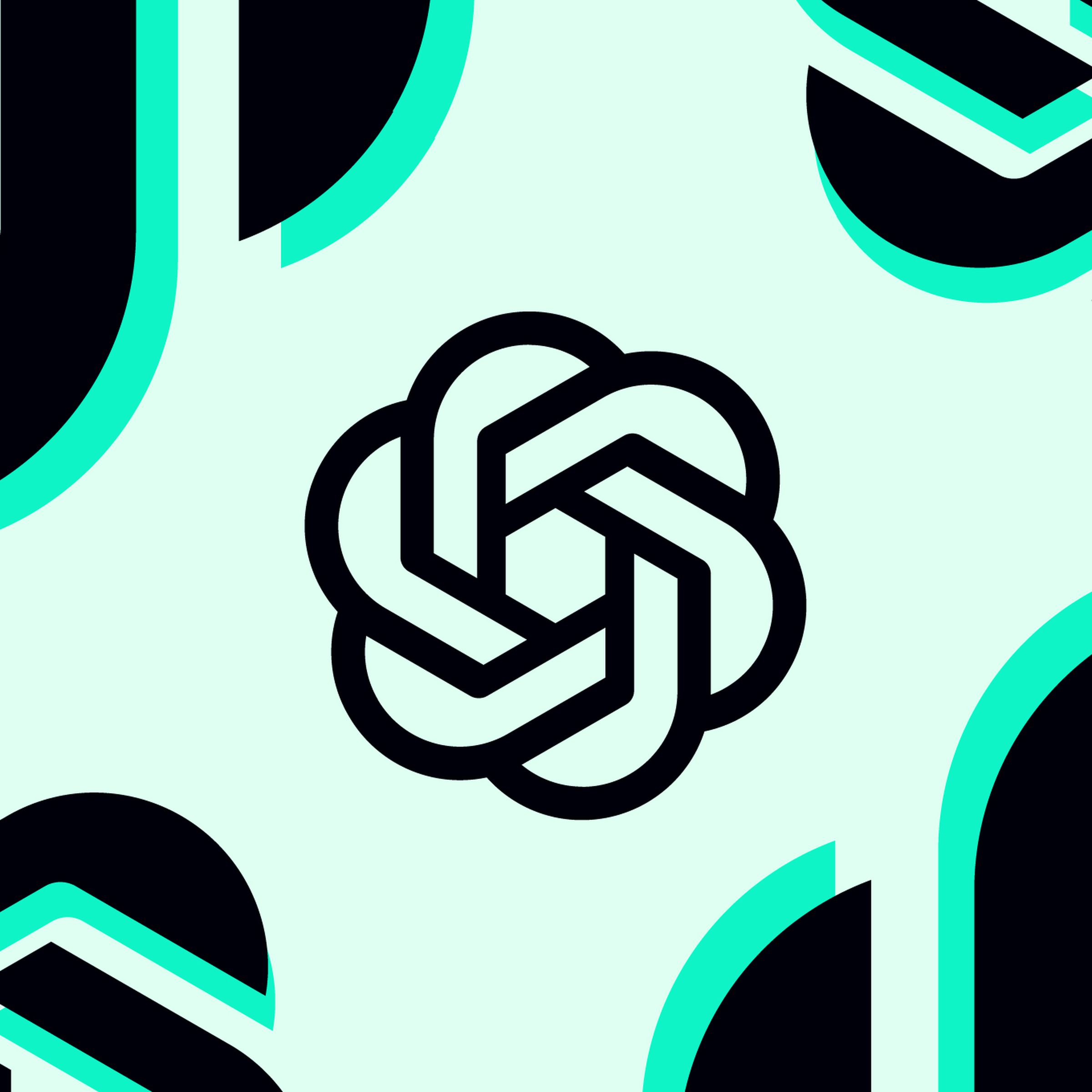 ChatGPT logo in mint green and black colors.