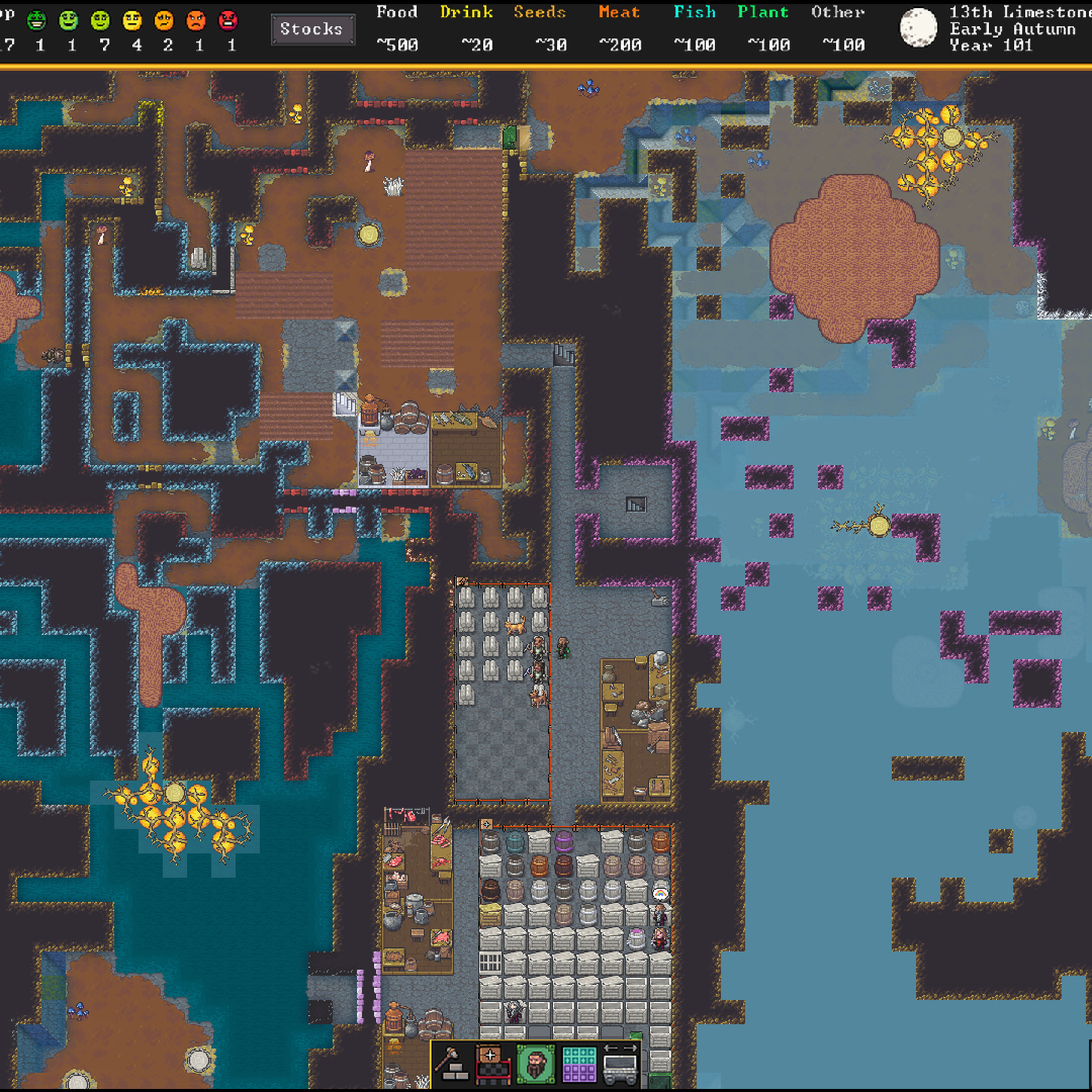 A screenshot of the newest version of Dwarf Fortress.