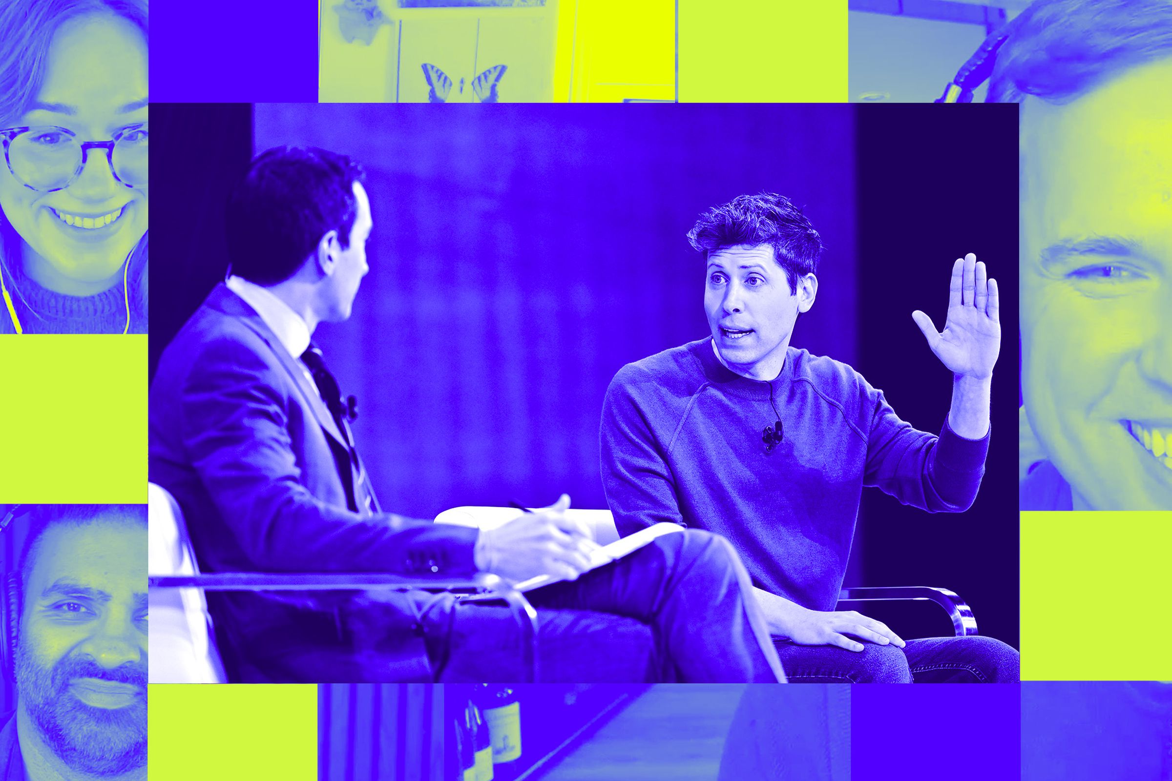 Sam Altman (R) speaks onstage during The New York Times Dealbook Summit 2024 at Jazz at Lincoln Center on December 04, 2024 in New York City